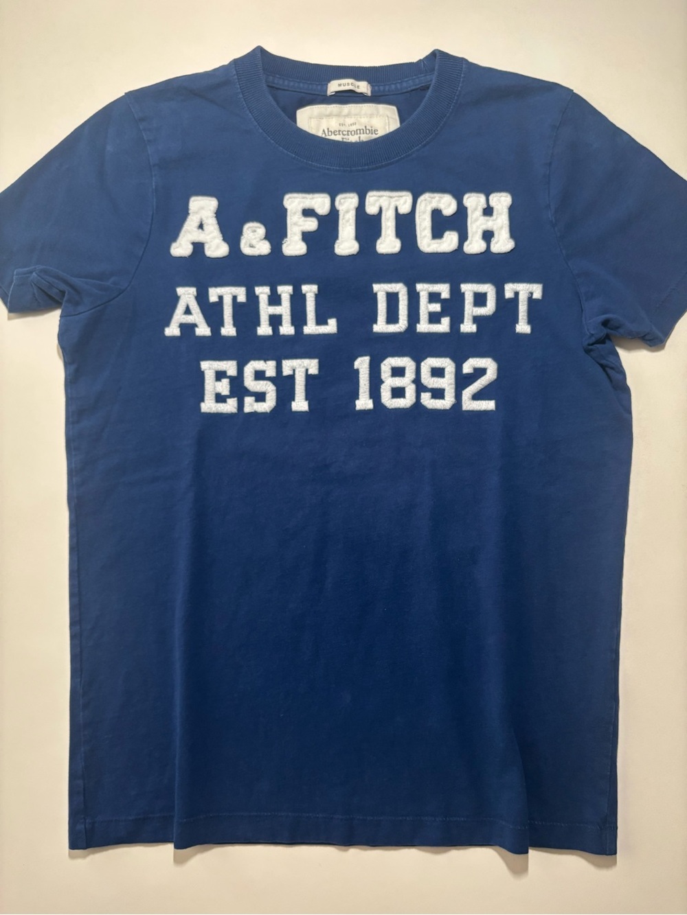 Vintage embroidered Abercrombie A&FITCH navy muscle tee single stitch